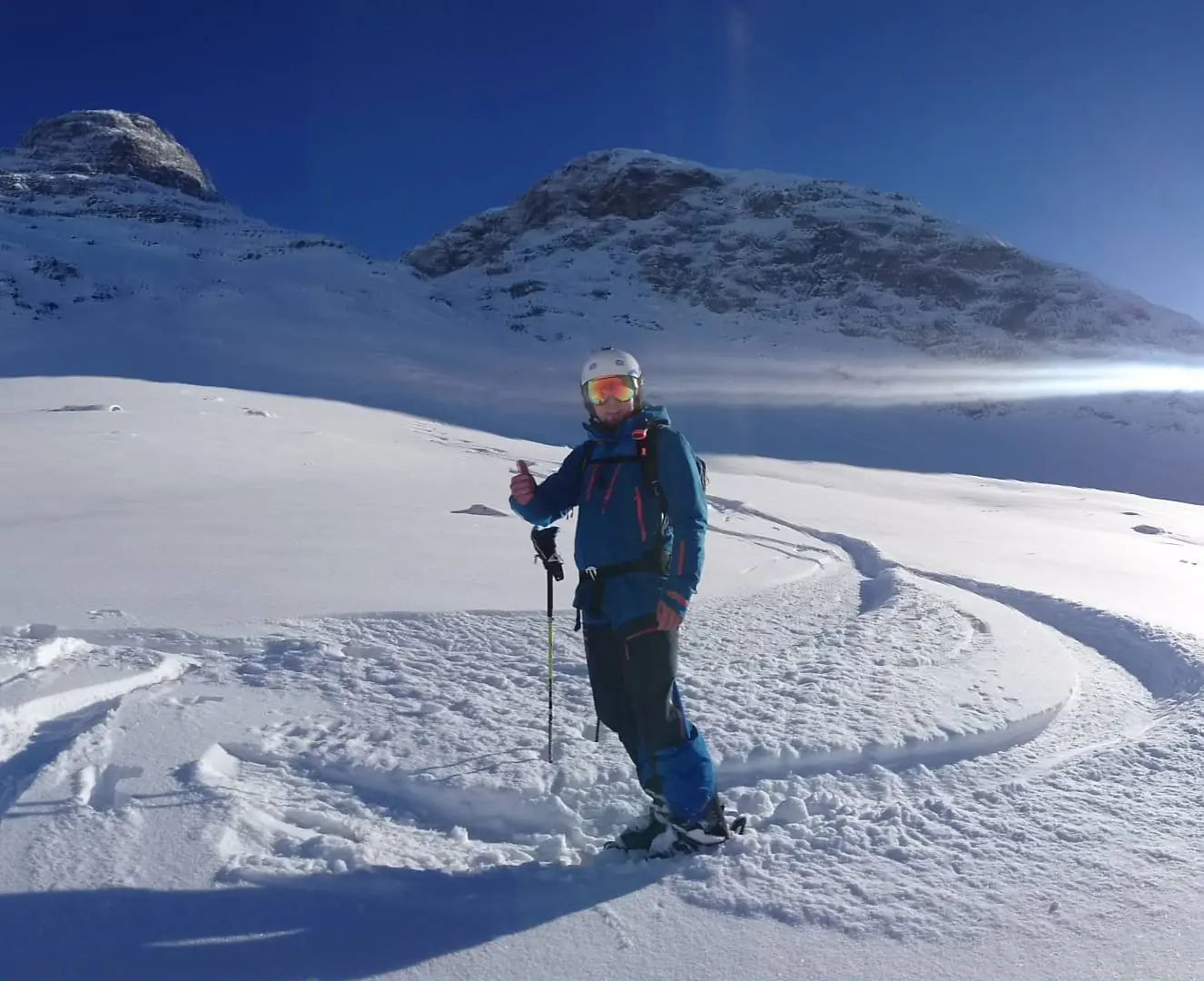 Ski instructor Mark Kleinlercher in the Brunnalm ski area in St. Jakob in Defereggental